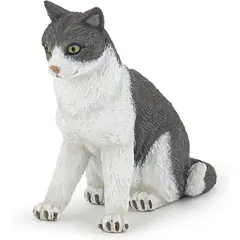 JUGANDO Y EDUCANDO - Figura Coleccionable Gato Sentado Pintada A Mano