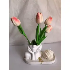 DECORACIONES ALE Y GABI - Jarron Loe para decorar Tulipanes rosado base y vela Nudo