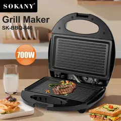 SOKANY - Sandwichera Parrilla Antiadherente Acero Inoxidable
