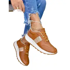 EVEGONZ - Tenis Deportivo en Cuero Zapato Confortable Mujer