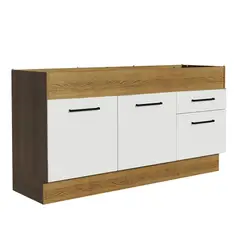 MADESA - Mueble de Cocina Bajo Agata 1.50 m 2 Puertas 2 Cajones Marrón/Blanco