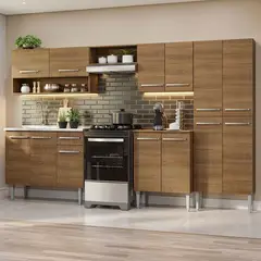 MADESA - Cocina Integral Emilly 2.90 m con Mesón de Acero Marrón 09