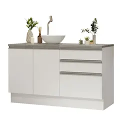 MADESA - Kit 2 Muebles para Baño 140 cm 2 Puertas 3 Cajones con Encimeras