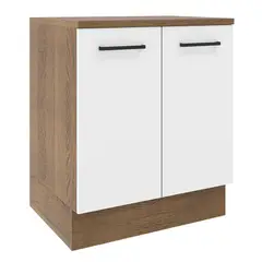 MADESA - Mueble de Cocina Bajo Agata 70 cm 2 Puertas Marrón/Blanco