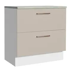 MADESA - Mueble de Cocina Bajo Agata 80 cm 2 Cajones Blanco/Crema
