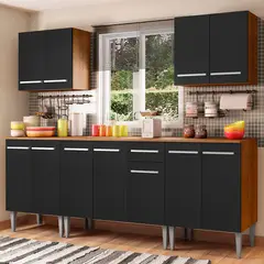 MADESA - Cocina Integral Emilly King 2.30 Metros Marrón/Negro