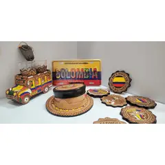 GENERICO - ARTESANIA COLOMBIA COMBO CHIVA BAR+POSAVASOS+PLACA+LLAVERO
