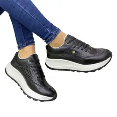 EVEGONZ - Tenis Deportivo en Cuero Zapato Cómodo Mujer