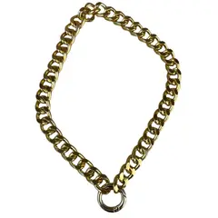 GENERICO - Collar Cadena Cubana En Rodio Dorada S Para Mascotas