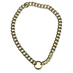 GENERICO - Collar Cadena Cubana En Rodio Dorada L Para Mascotas