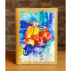 GENERICO - Porta Documentos Vespa Vintage - Moto clasica Rojo con amarillo