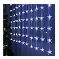 GENERICO - Cascada Estrellas Luz Led 3x2 M Extensión Navidad Blanco