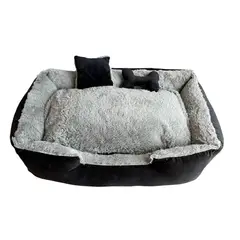 GENERICO - Cama premium para mascotas Negra con Gris talla XL