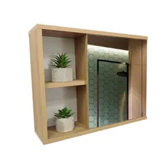 GENERICO - Gabinete Organizador Con Espejo Para Baño Clavel Color Jerez 50x40 Cm