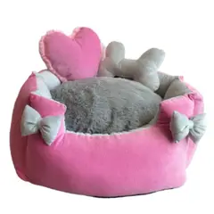GENERICO - Cama premium para mascotas Rosa con Gris talla L