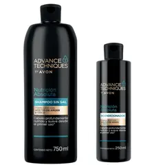 AVON - Shampoo + acondicionador Sin Sal Aceite Argán Coco Nutrición Absoluta