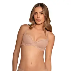 LEONISA - Brasier media copa con detalles de encaje en escote y espalda