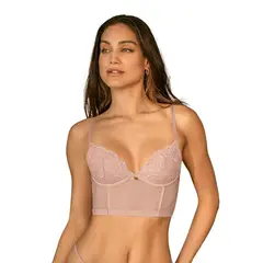 LEONISA - Bustier en encaje con transparencias en la base y espalda