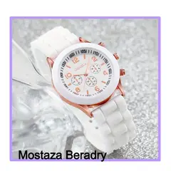 GENERICO - HERMOSO RELOJ CUARZO BLANCO PULCERA DE SILICONA_.
