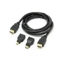 GENERICO - Cable Hdmi a Hdmi 3 en 1 Mini Hdmi Micro Hdmi-Negro