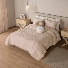 VIANNEY - Juego de Edredón Castilla King Size Extra Grande Beige