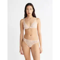 CALVIN KLEIN - Bralette De Encaje Rosa Con Cierre Frontal Para Mujer