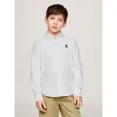 TOMMY HILFIGER - Camisa Blanca Niño Th Monogram Regular En Piqué