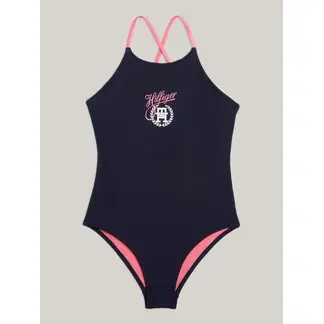 TOMMY HILFIGER - Traje Azul Niña Oscuro De Baño Con Logo Th Original