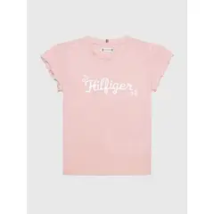 TOMMY HILFIGER - Camiseta Niña Rosada Con Logo Floral