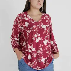 L Y H - Camiseta Para Mujer Manga 34 Rojo Marca L&H
