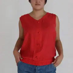 L Y H - Blusa Para Mujer Sin Manga Rojo Marca L&H