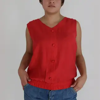 L Y H - Blusa Para Mujer Sin Manga Rojo Marca L&H