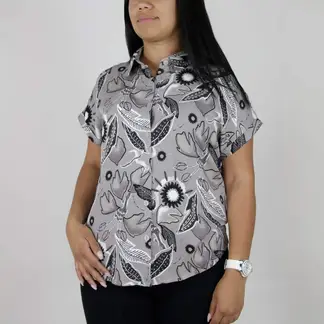 L Y H - Blusa Para Mujer Manga Corta Gris Claro Marca L&H