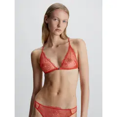 CALVIN KLEIN - Bralette De Encaje Naranja Con Cierre Frontal Para Mujer