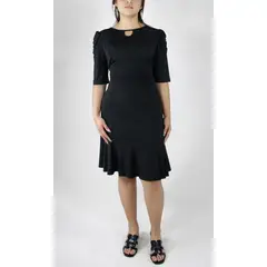 L Y H - Vestido Para Mujer Manga Corta Negro Marca L&H