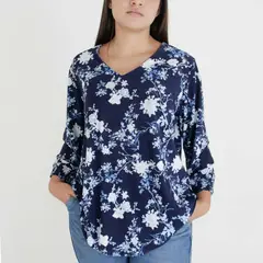 L Y H - Camiseta Para Mujer Manga 34 Azul Marca L&H