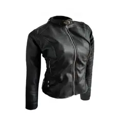 SYK - Chaqueta para mujer de cuero sintético con correa