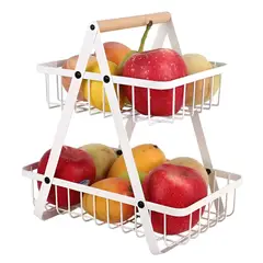 GENERICO - Canasta Contenedor Para Frutas Y Verduras Metalico Moderno Blanco