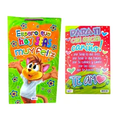 GENERICO - Bolsa Decorada + Tarjeta de Regalo Mediana con Mensaje