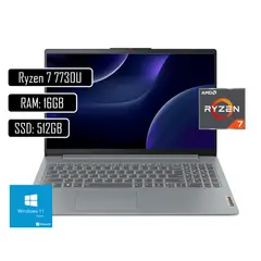 LENOVO - Portatil SLIM 3 AMD Ryzen 7 7730U - Ram 16GB - SSD 512GB PANT 15.6´´ - RJ45 - GRIS