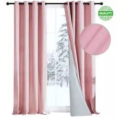 ONE PIXEL - Cortina 100% Blackout Engomada Termica Set 2 140x220 - Rosa