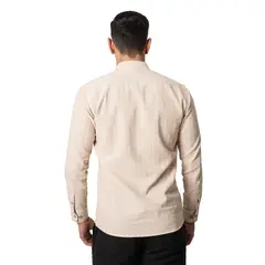LOS CABALLEROS - Camisa Cuello Neru en Lino Camel