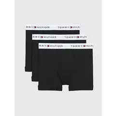 TOMMY HILFIGER - Pack negro de 3 bóxer con detalles distintivos de