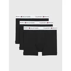 TOMMY HILFIGER - Pack negro de 3 bóxer con detalles distintivos de