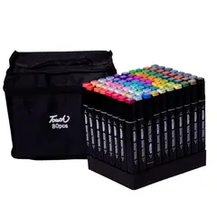 GENERICO - Set Marcadores Doble Punta X 80 Und Funda Negra