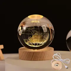 GENERICO - Lámpara Esfera Cristal 3D Sistema solar Planeta Luna Galaxia