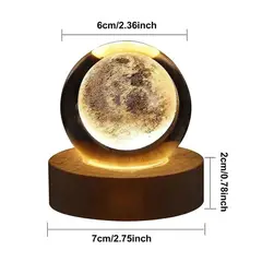 GENERICO - Lámpara Esfera Cristal 3D Sistema solar Planeta Luna Galaxia