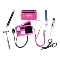 GMD - Kit Completo Enfermería Uso Clínico Y Estudiantil 7 Piezas Rosado Neon