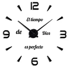 COOL TIME RELOJES - RELOJ DE PARED 3D MINI + FRASE EN VINILO COLOR NEGRO