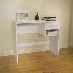 GENERICO - Escritorio con cajón y repisa moderno blanco
